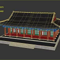 Traditional Chinese Architecture With Red Structure Black Roof And Green Decorations