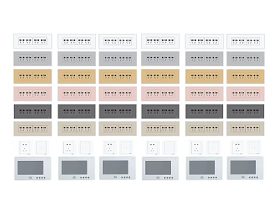 Modern Switch Panels With Various Colors Different Designs And Home Decor Use 3d model