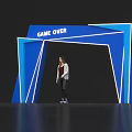 Modern Blue Archway With Game Over Text And Person Standing Under