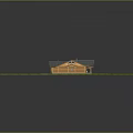 Rustic Log Cabin Featuring Black Roof Wooden Porch Green Lawn White Car And Water Reflection