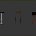 Three Different Bar Stools Black Wooden Green With Metal Base And Wooden Legs