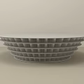 Modern Round Coffee Table With White Marble Tabletop And Layered Pleated Base