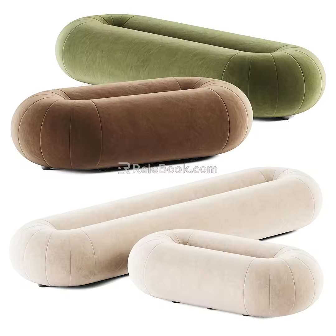 Modern Sofa Bench Soft Bench 3d model