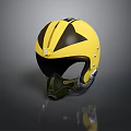 Yellow Safety Helmet With Black Striped Design Chin Strap And Metal Buckles