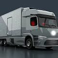 Modern Large Cargo Truck With Silver Gray Body And Long Trailer Design