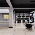 Modern Showroom Interior With Display Shelves Sofa And Lighting Fixtures
