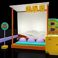 Colorful Kids Playground With BIG Sign Slide Ball Pit And Play Equipment