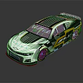 Chevrolet Race Car With Black Yellow Stripes And Streamlined Body Design