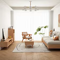 Minimalist Solid Wood Sofa And Coffee Table Combination For Bright Cozy Modern Living Room