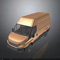 Light Pink Cargo Van With Modern Exterior Design And Reflective Finish