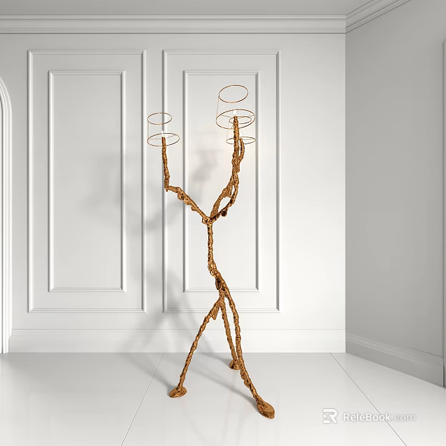 Elegant Modern Luxury Floor Lamp With Golden Branch Like Design And Multiple Lights 3d model 