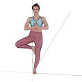 Woman Practicing Yoga Tree Pose With Gear Background And Human Engine