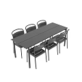 Modern Minimalist Dining Table Set With Black Chairs And Sleek Design 3d model