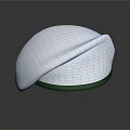Classic White Hat With Round Dome Shape Black Brim On Dark Background With Reflection