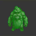3D Render Of Muscular White Furry Creature With Thick Beard And Angry Look