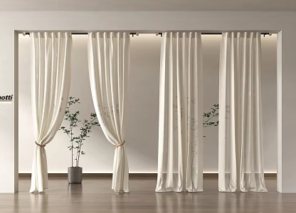 modern curtain gauze curtain 3d model