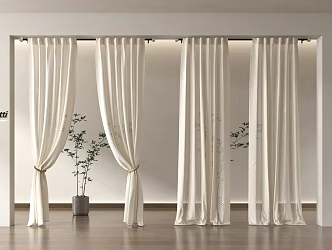 modern curtain gauze curtain 3d model