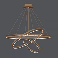 Modern Metallic Chandelier With Illuminated Circular Rings For Contemporary Interior Design
