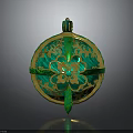 Ancient Spherical Weapon With Green Gold Finish Intricate Patterns And Leaf Decorations 3d model