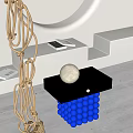 Modern Minimalist Side Table With Black Top Blue Bead Base And Pearl Sphere 3d model
