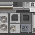 Various Air Conditioner Fans And Units With Different Grille Designs