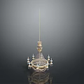 Elegant Chandelier Lighting Combination With Golden Frame Crystal Accents And Blue Details