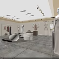 Modern Clothing Store Interior With Mannequins Clothes Racks Display Area And Soft Lighting