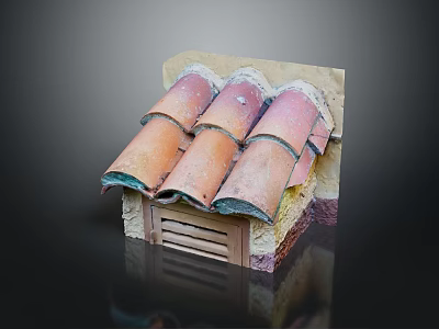 Traditional Building Model With Orange Pink Tile Roof And Textured Walls 3d model