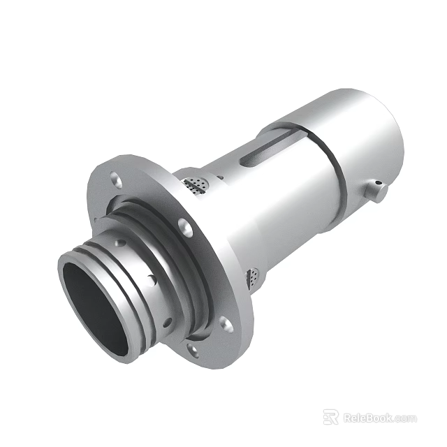 Precision Industrial Stainless Steel Mechanical Component With Flange And Cylindrical Body 3d model 