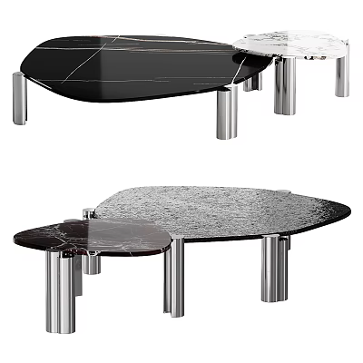 Modern Coffee Table With Marble Top And Stainless Steel Legs In Contemporary Design 3d model