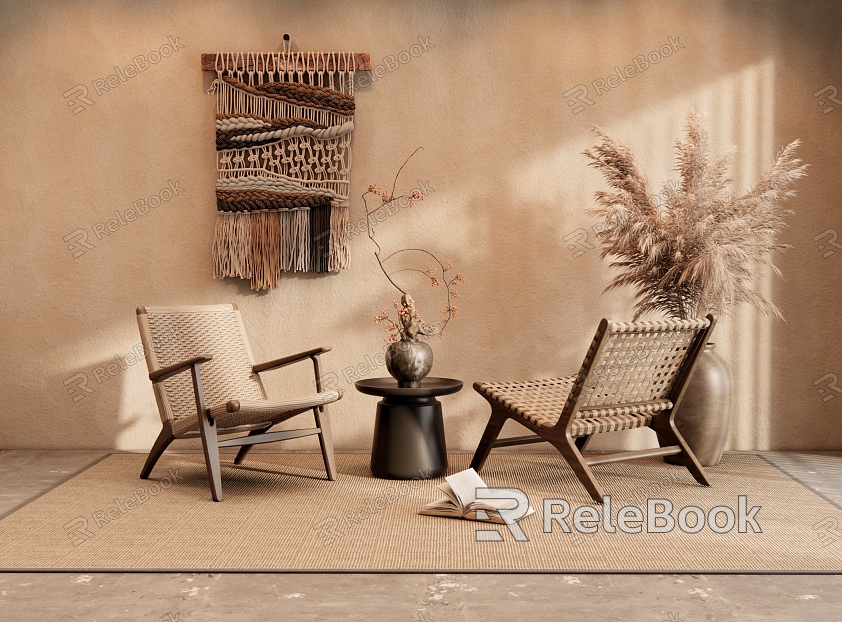 Quiet Ancient Casual Table and Chair Casual Chair Rattan Chair Outdoor Chair Reed Vase Decoration Wall Decorations Pendant model