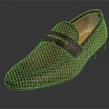 Classic Brown Leather Loafers With Snakeskin Woven Pattern And Leather Sole