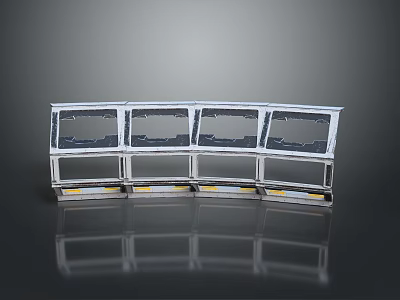 White Multi Tiered Display Unit With Four Compartments And Yellow Base Parts 3d model