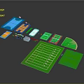 Various Sports Fields and Fitness Facilities Layout with Swimming Pool Basketball and Football Courts