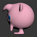 Adorable Pink Creature Character With Big Blue Eyes And Black Ears Standing On Dark Surface