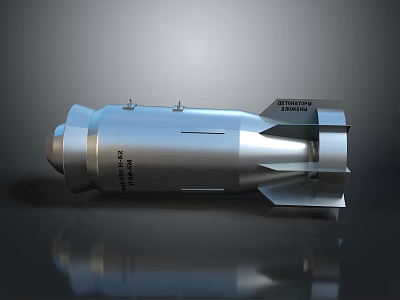 Advanced Silver Metallic Military Missile With Detailed Fins And Technical Structure 3d model