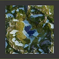 Scenic Mountainous Landscape With Blue Lakes Green Vegetation And Snowy Peaks