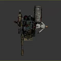 Vintage Industrial Mechanical Robot With Multi Legged Armored Body Antenna Cannon And Mechanical Arm
