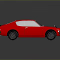Vintage Red Two Door Sports Car With Black Roof And Shiny Wheels