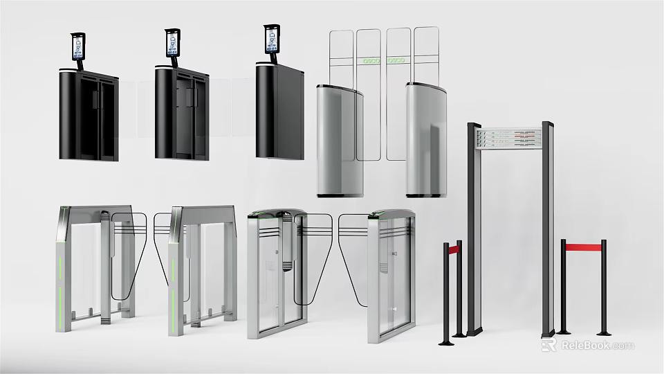 Public Facilities Various Turnstile Gates For Access Control And Security Systems 3d model 