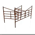 Brown Metal Fence Structure With Horizontal And Vertical Bars For Farm Enclosure