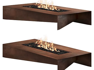 Modern Fireplace Interior Design With Sleek Metal Finish And Burning Flames 3d model