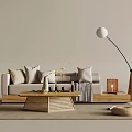 Quiet wind sofa table and chair combination floor lamp 3d model