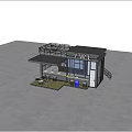 Modern Container Building With Outdoor Terrace Seating Area And Open Counter
