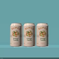 OLIPOP Orange Vanilla Sparkling Beverage Three Cans on Light Blue Background 3d model