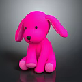 Cute Pink Plush Dog Toy Sitting On Children Bedroom Furniture