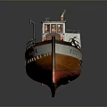 Vintage Model Boat With White Cabin Orange Hull And Detailed Deck Structure