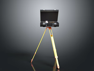 Black Electronic Device Mounted On Yellow Tripod Stand For Portable Use 3d model