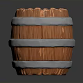 Wooden Barrel With Wooden Body And Metallic Hoops For Decorative Display Purposes