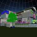 Modern Detached Villa Architectural Design Night View with Lush Greenery Trees and Lawn